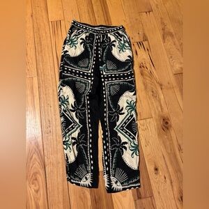 Farm Rio Black Patterned Women's Pants